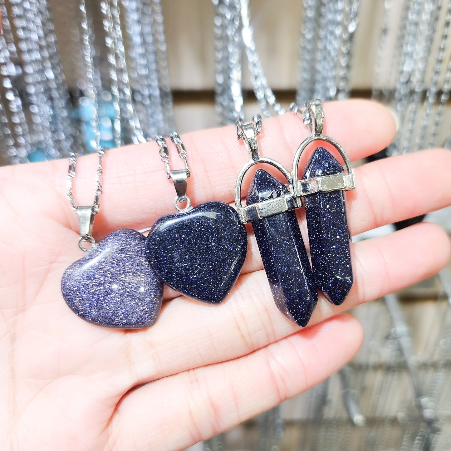 Purple Goldstone Crystal Necklace