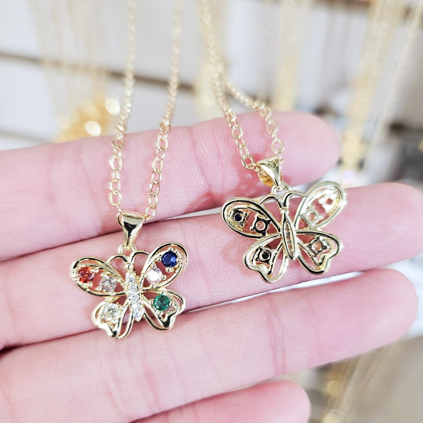 Gemstone Butterfly Necklace