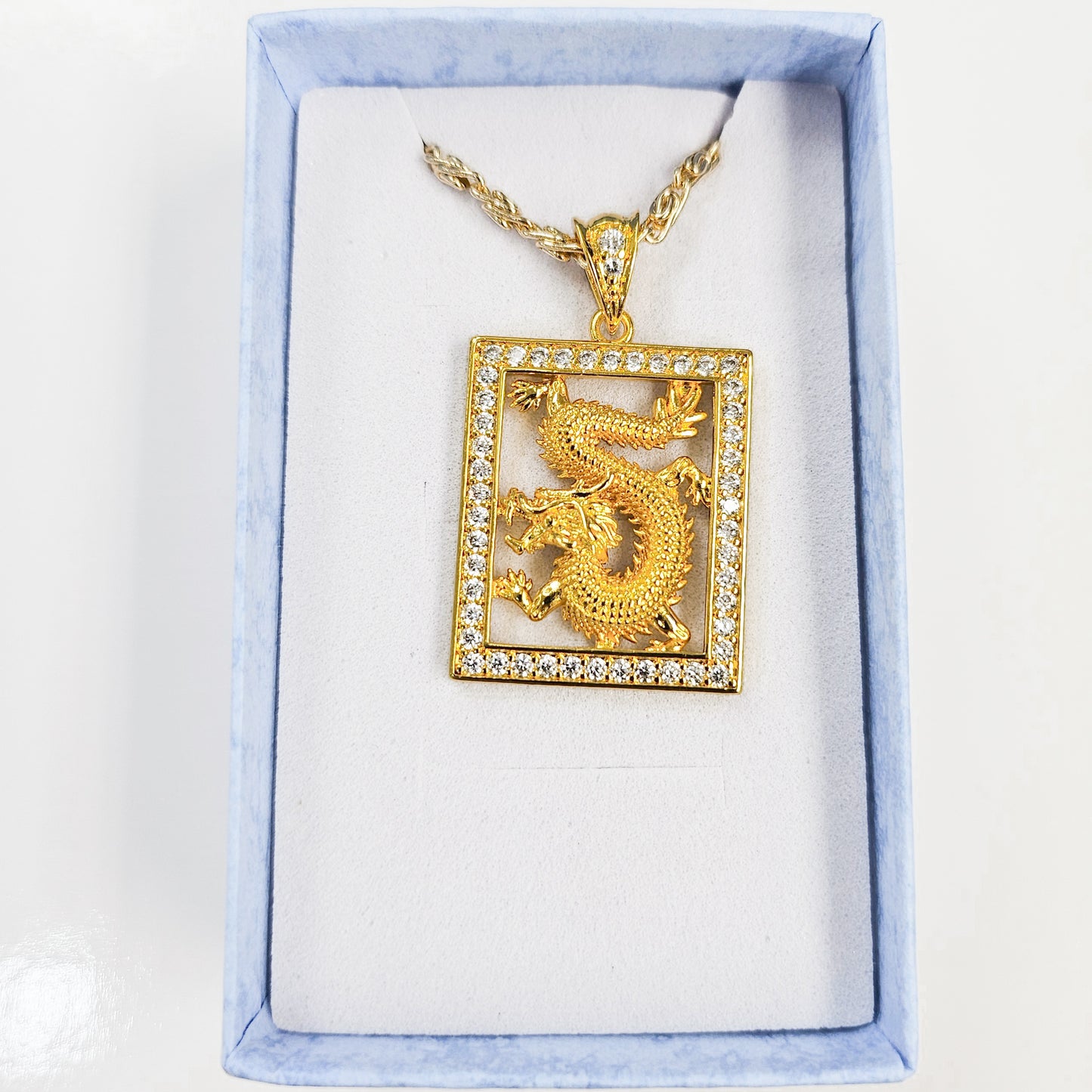 Gold Plated Textured Dragon Plaque Necklace