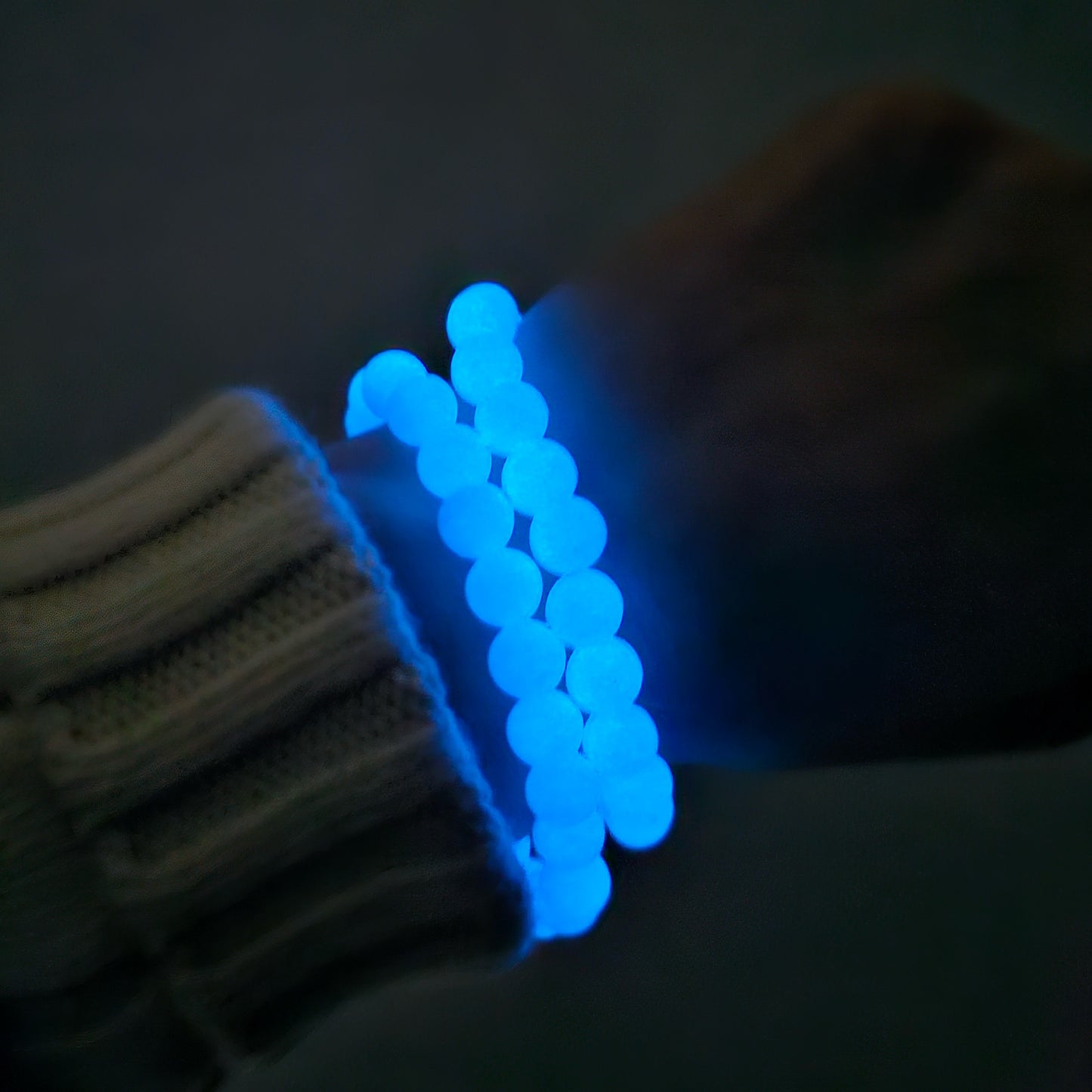 Blue Glow in the Dark Beaded Bracelet