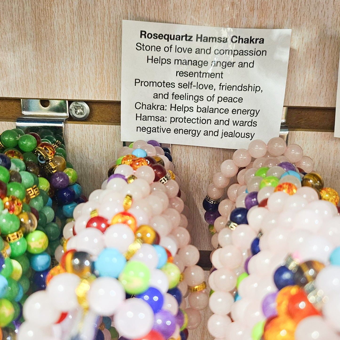 Rosequartz Chakra Hamsa Beaded Bracelet