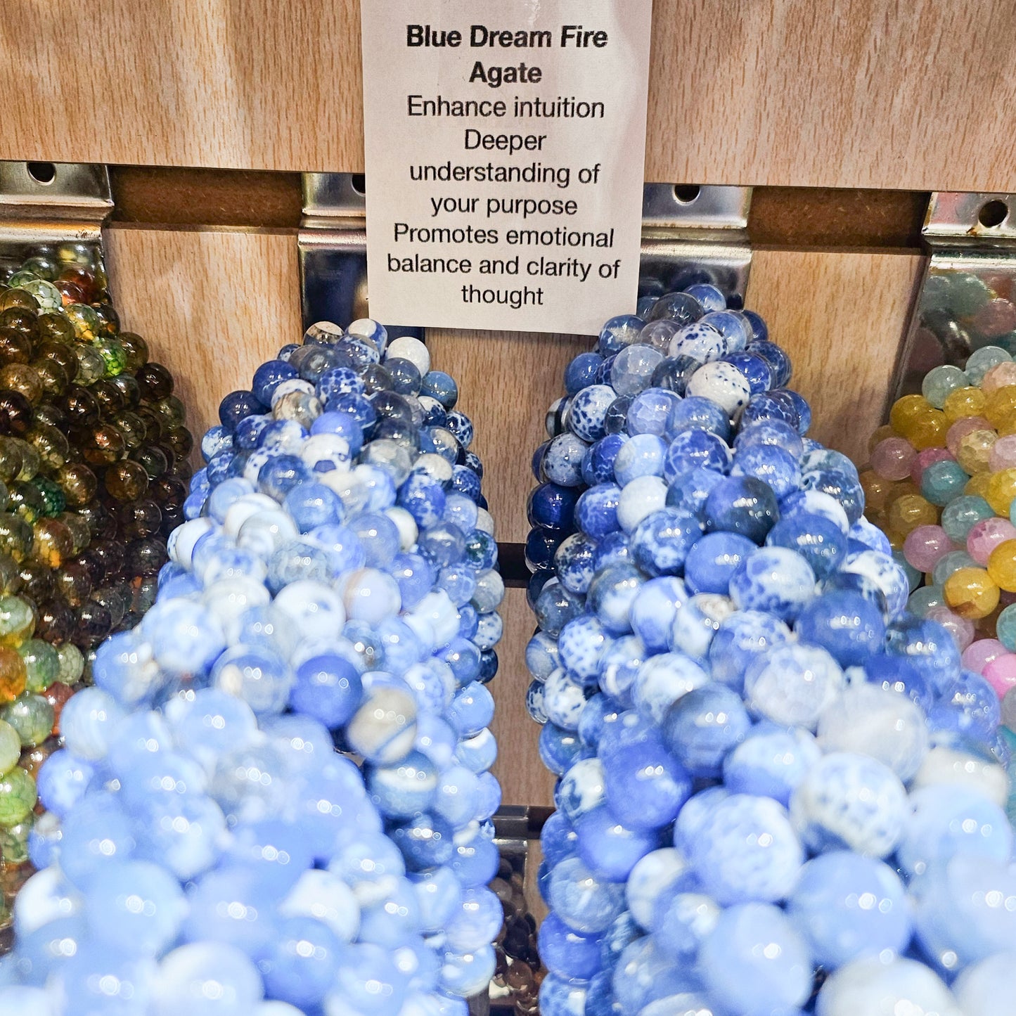 Blue Dream Fire Agate Beaded Bracelet