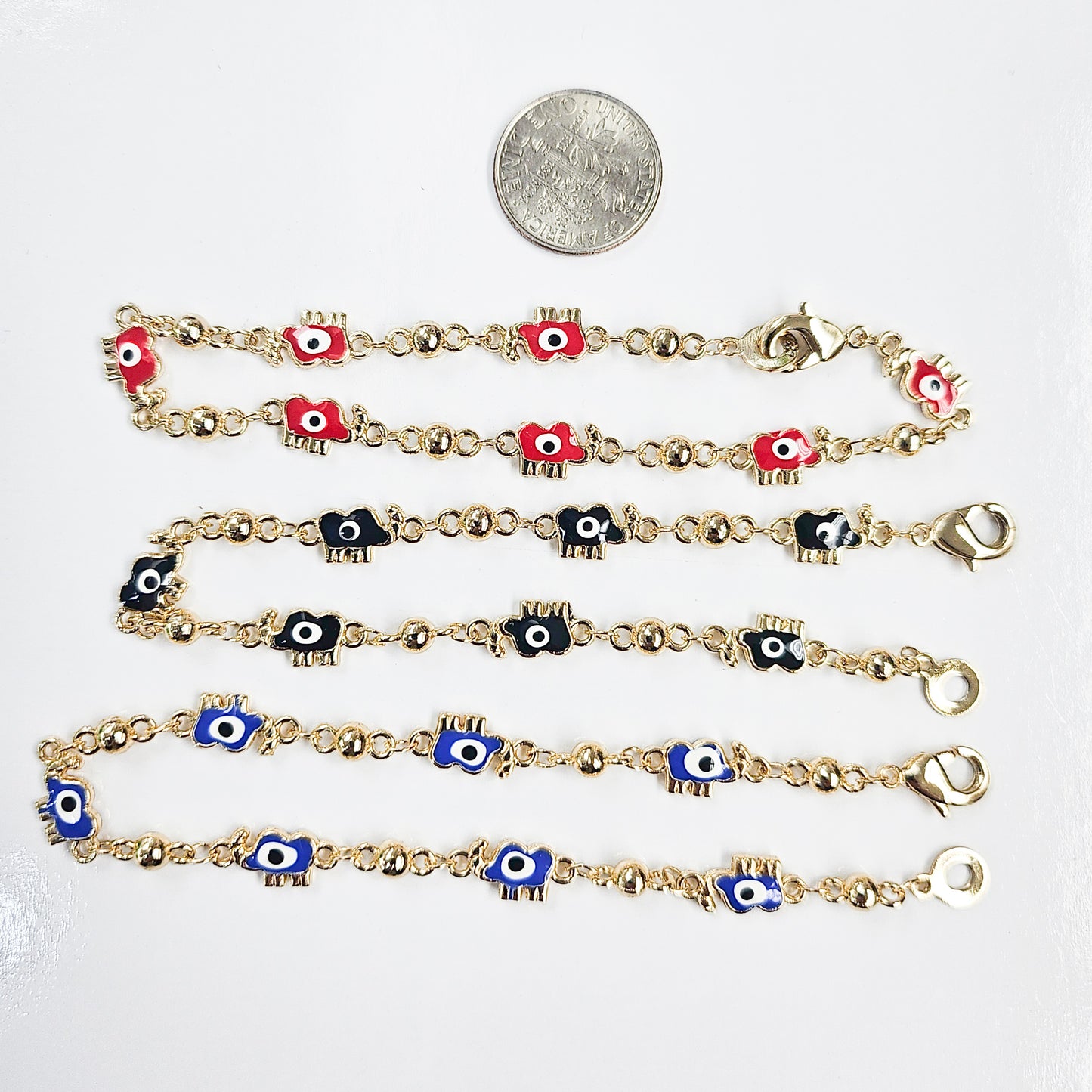 Elephant Evil Eye Gold Plated Bracelet