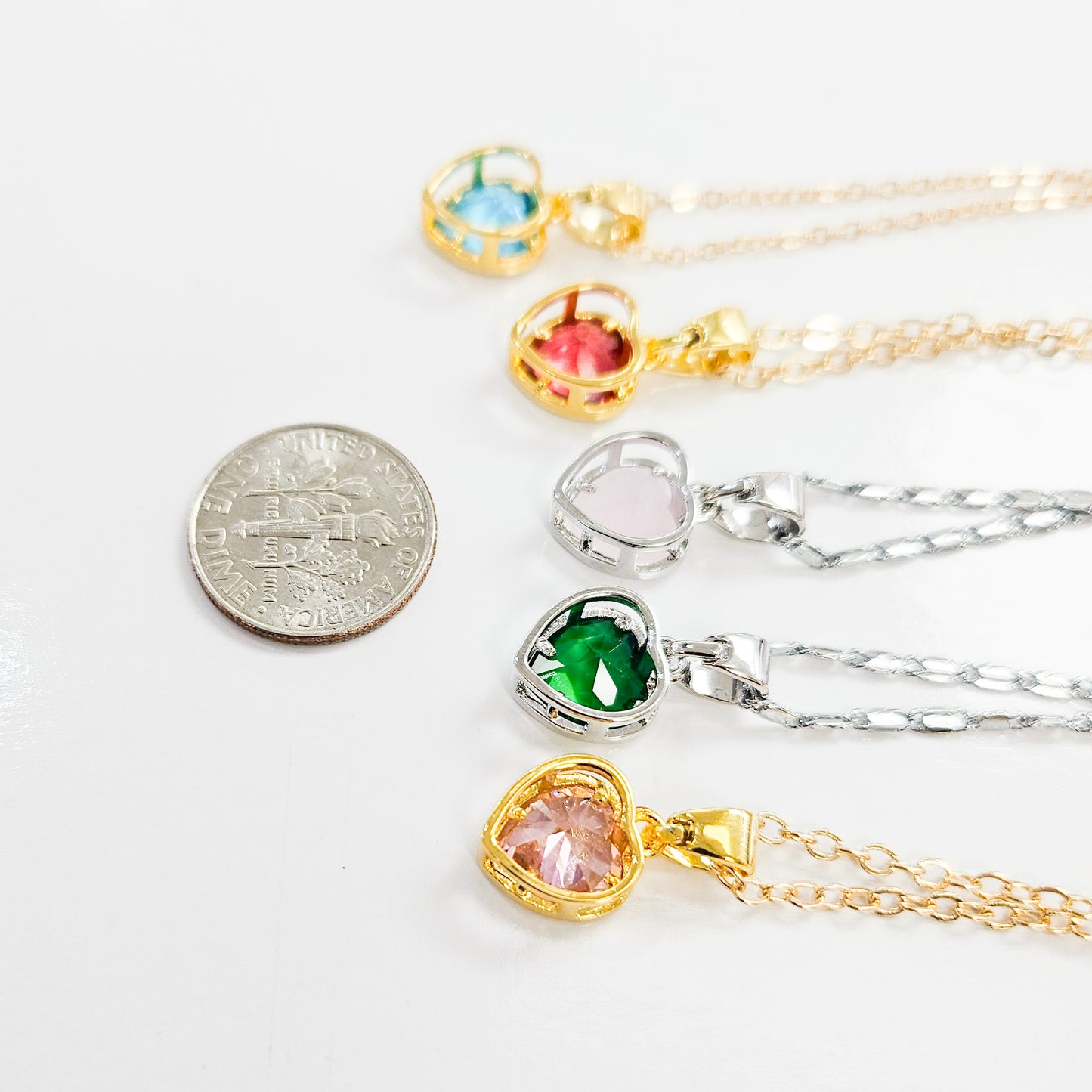 Simple Heart Birthstone Necklace