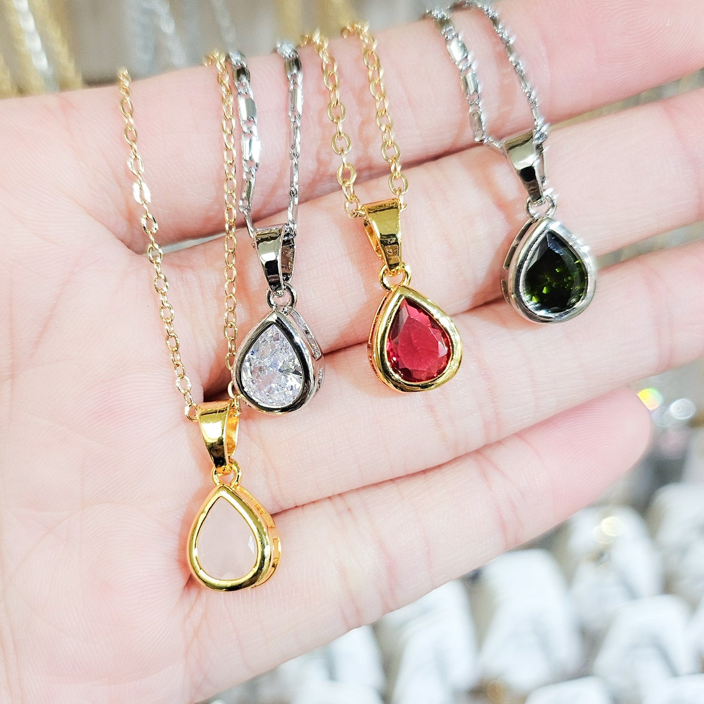 Classic Teardrop Birthstone Necklace