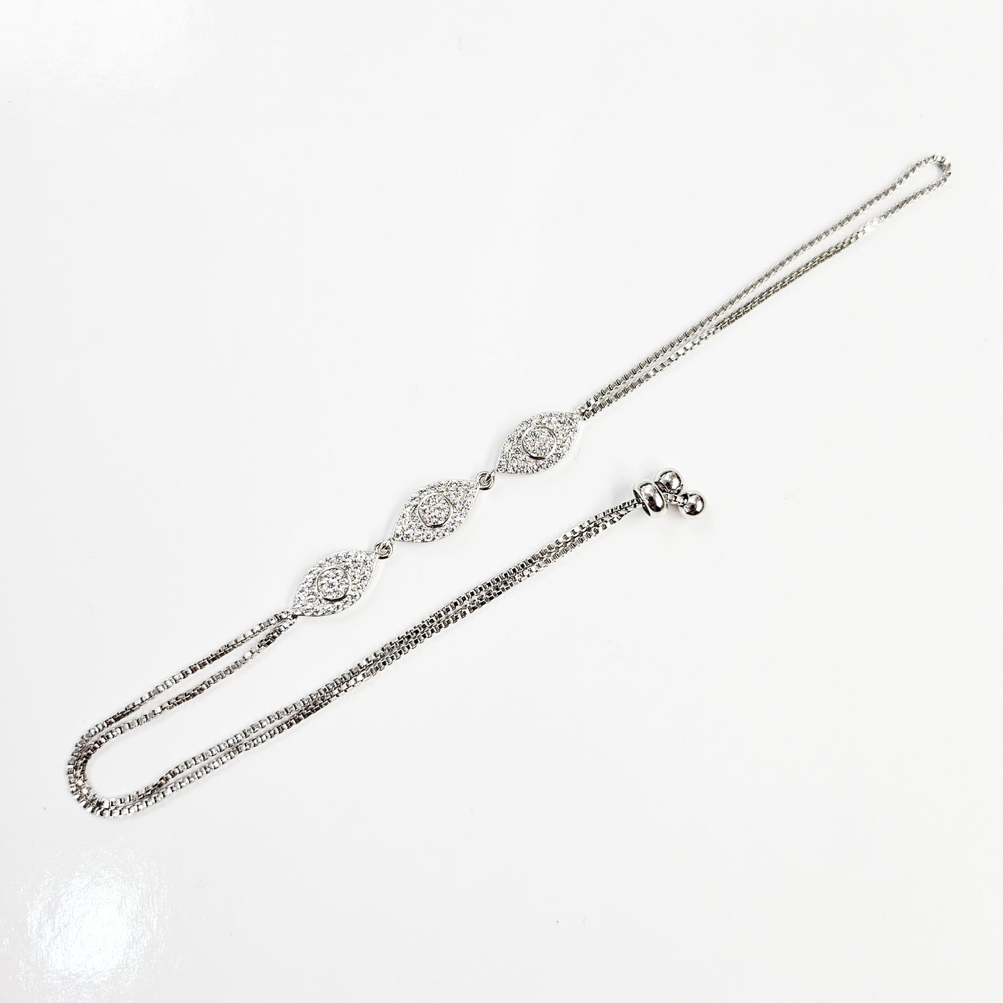 Twinkling Eye White Gold Plated Hand Chain