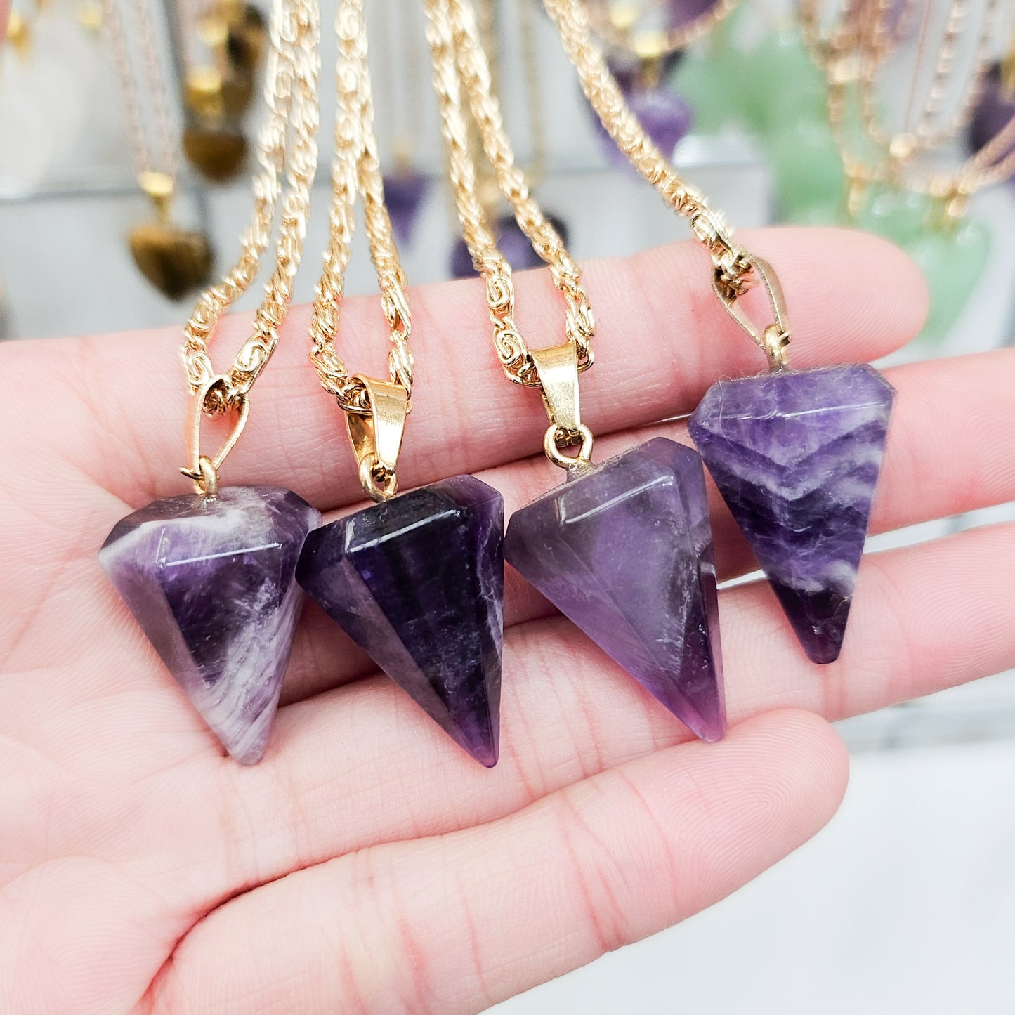 Amethyst Pendulum Point Necklace