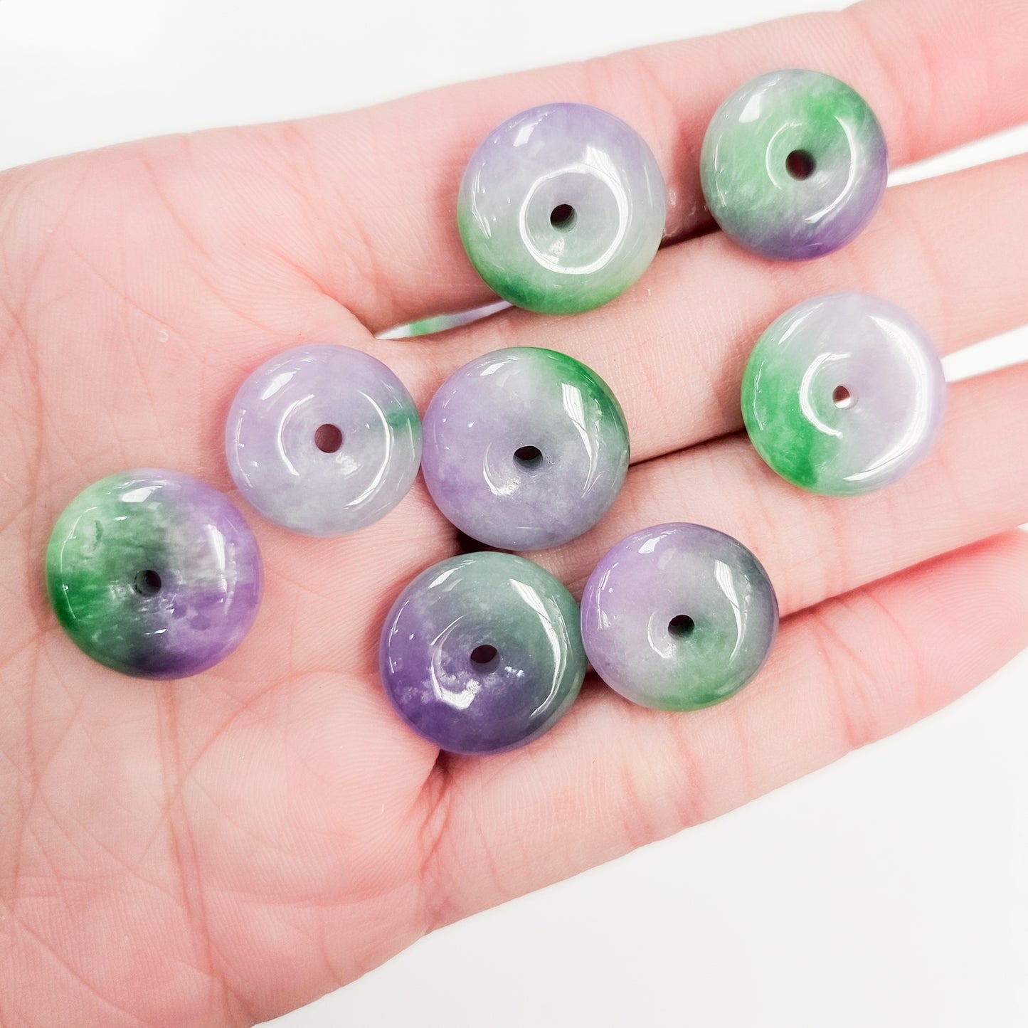 Green and Purple Multicolor Jade Donut Necklace