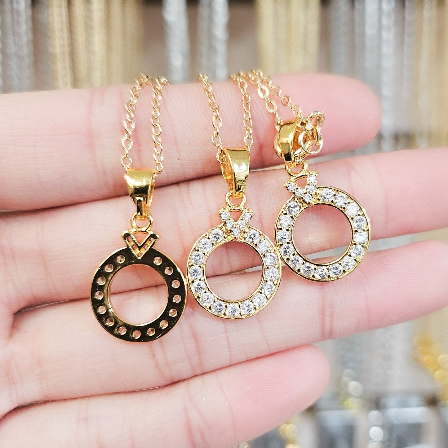 Sparkling Circle Gold-plated Necklace