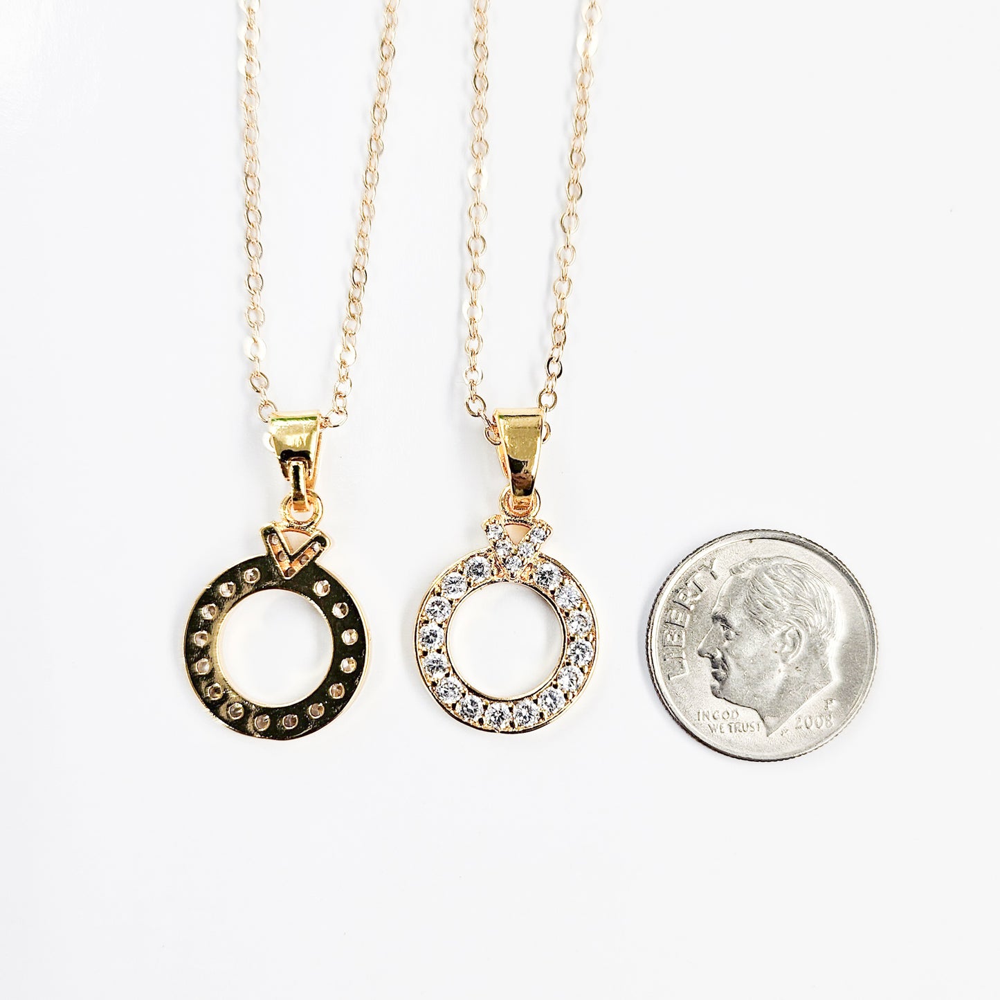 Sparkling Circle Gold-plated Necklace