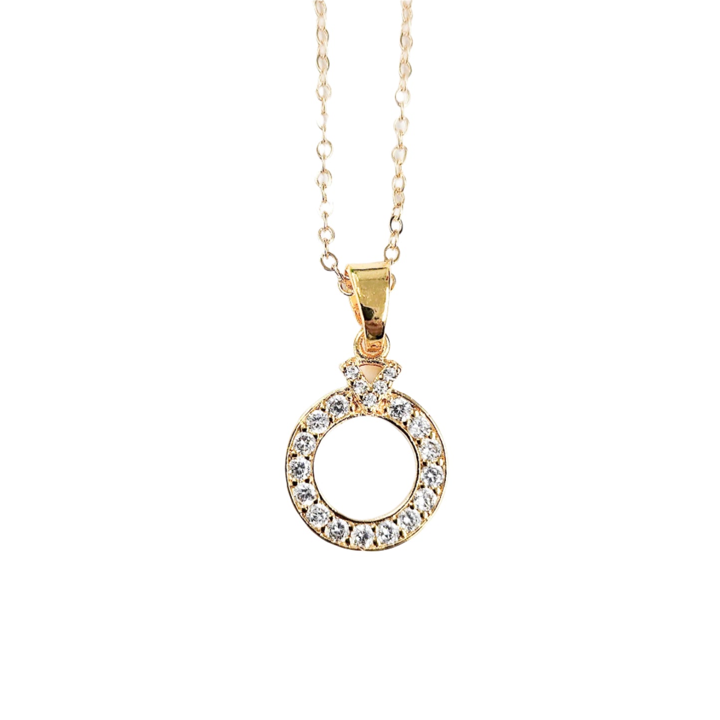 Sparkling Circle Gold-plated Necklace