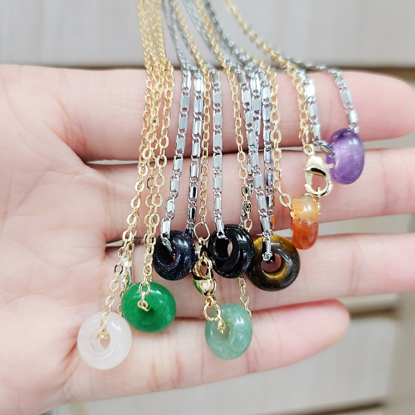 Dainty Crystal Donut Necklaces (8 mm)
