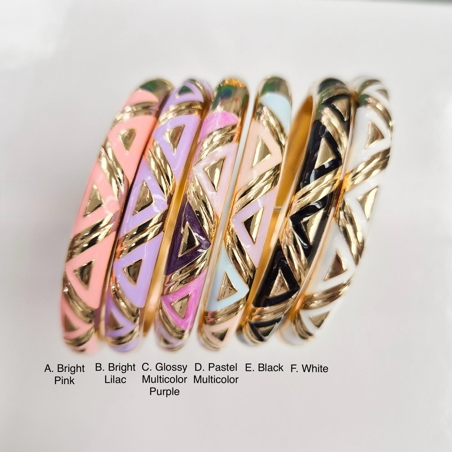 8 mm Triangle Pattern Enamel Bangle