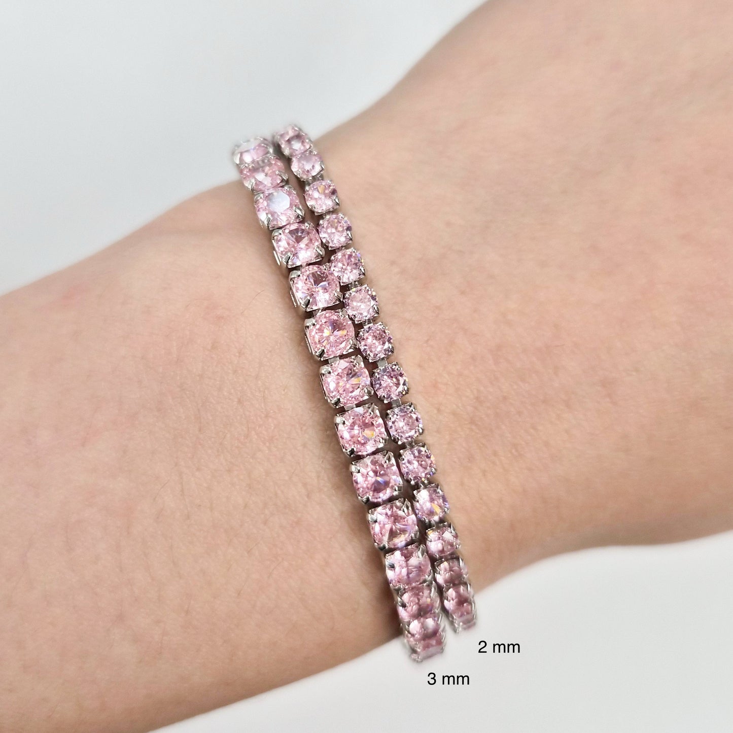 Pink Cubic Zirconia Tennis Bracelet 3 mm