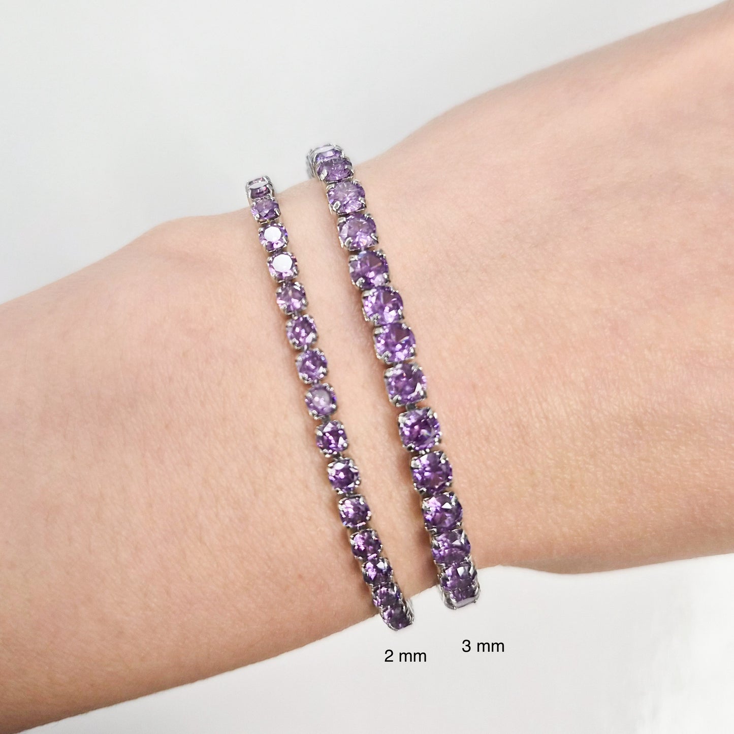 Purple Cubic Zirconia Tennis Bracelet 2 mm