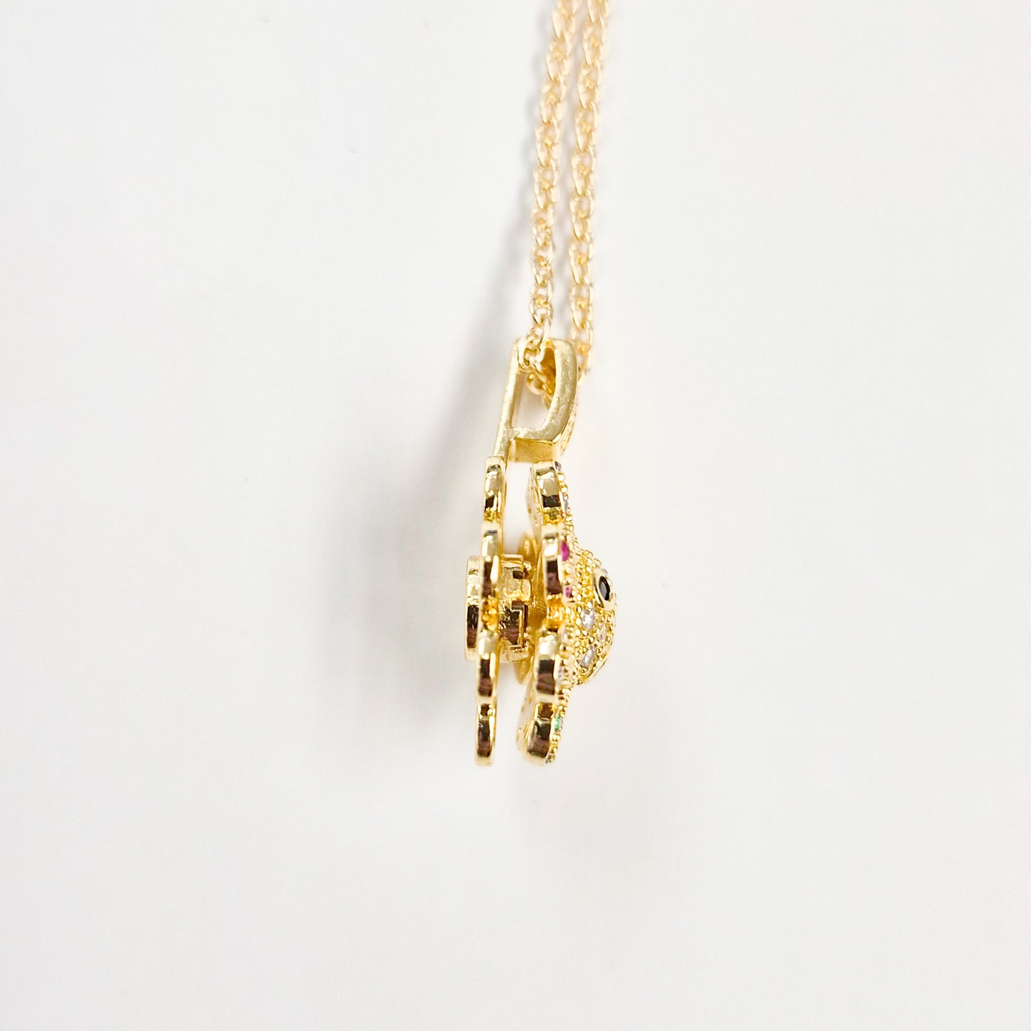 Colorful Happy Face Flower Spinner Necklace