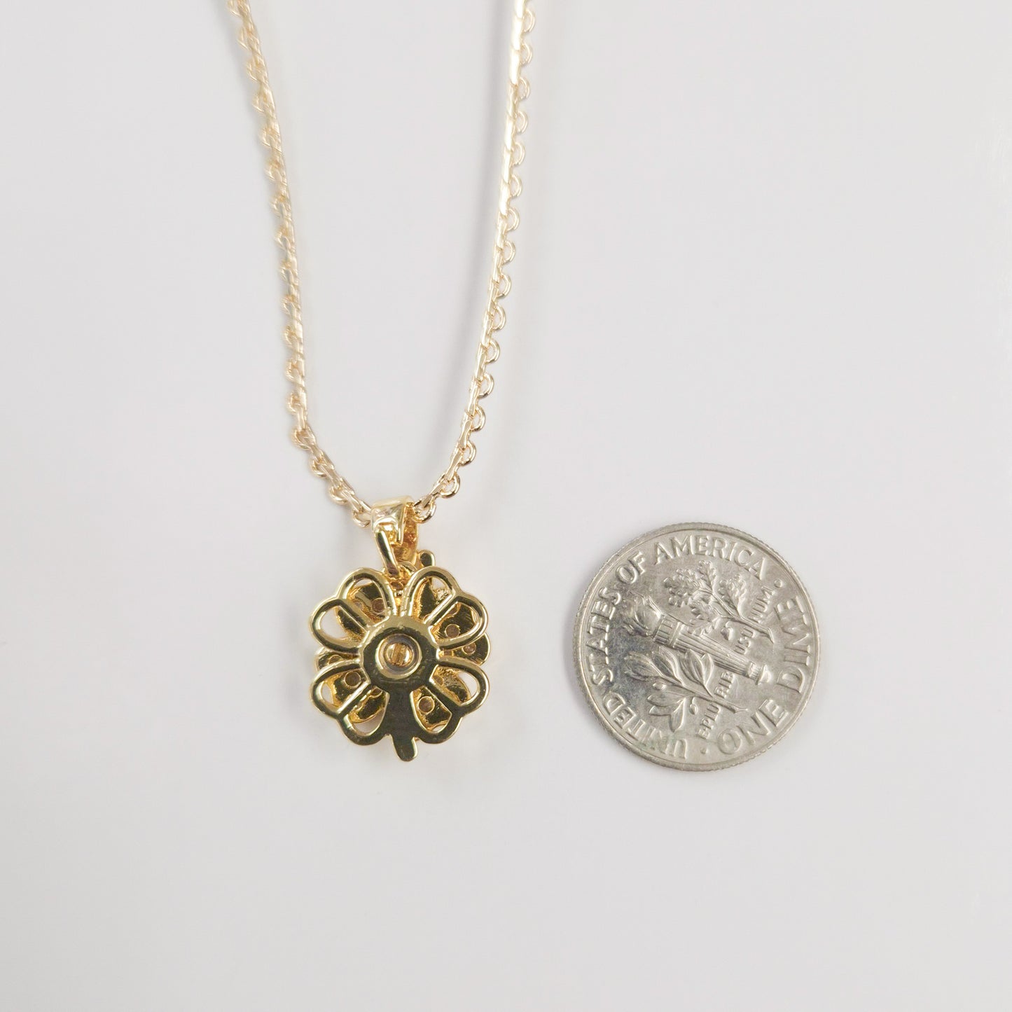 Dainty Shamrock Four Leaf Clover Fidget Spinner Necklace