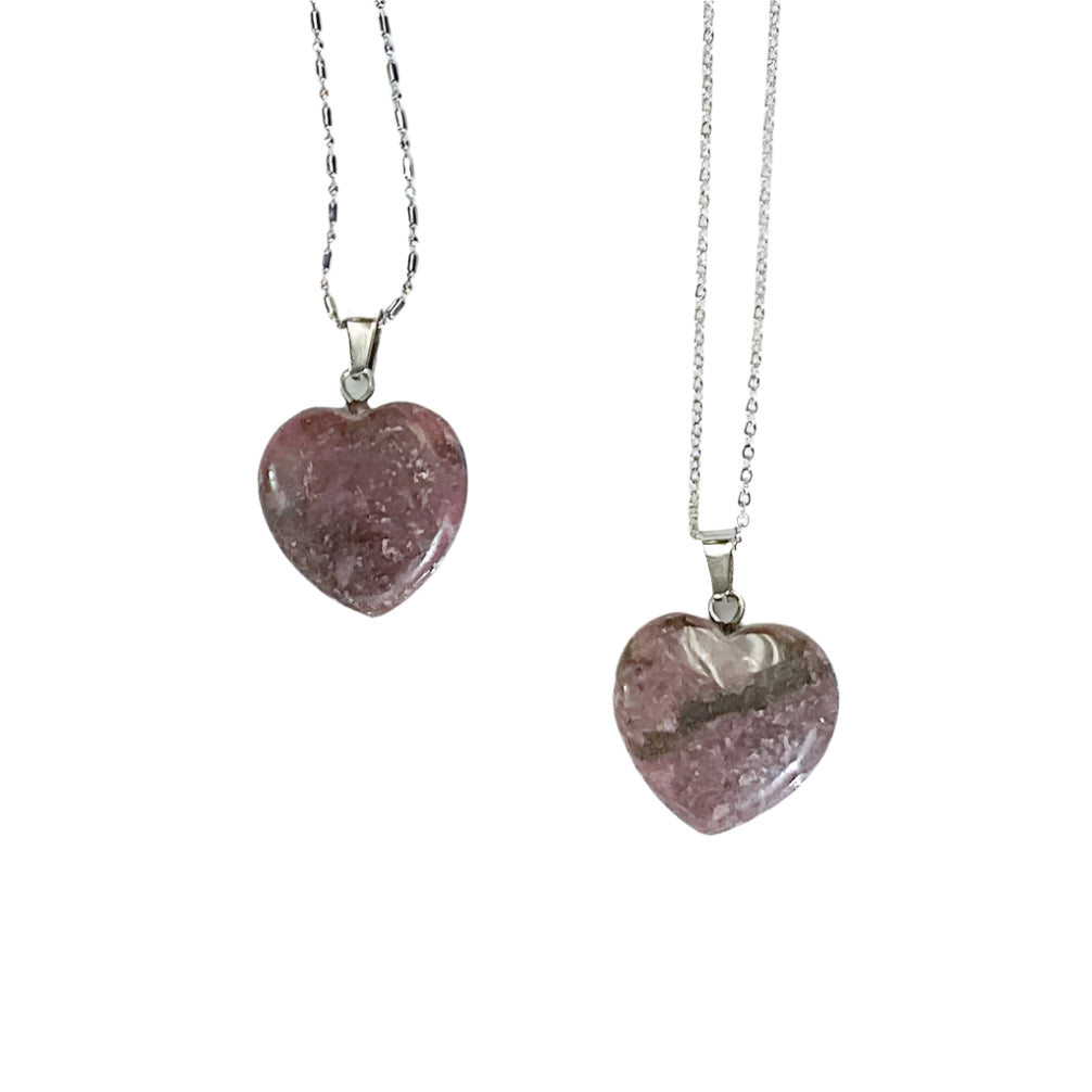 Thulite Crystal Heart Necklace