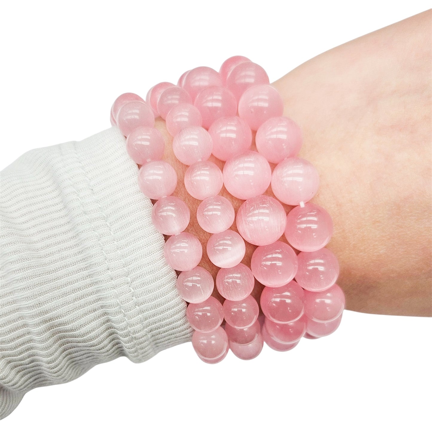 Pink Cat Eye Beaded Bracelet