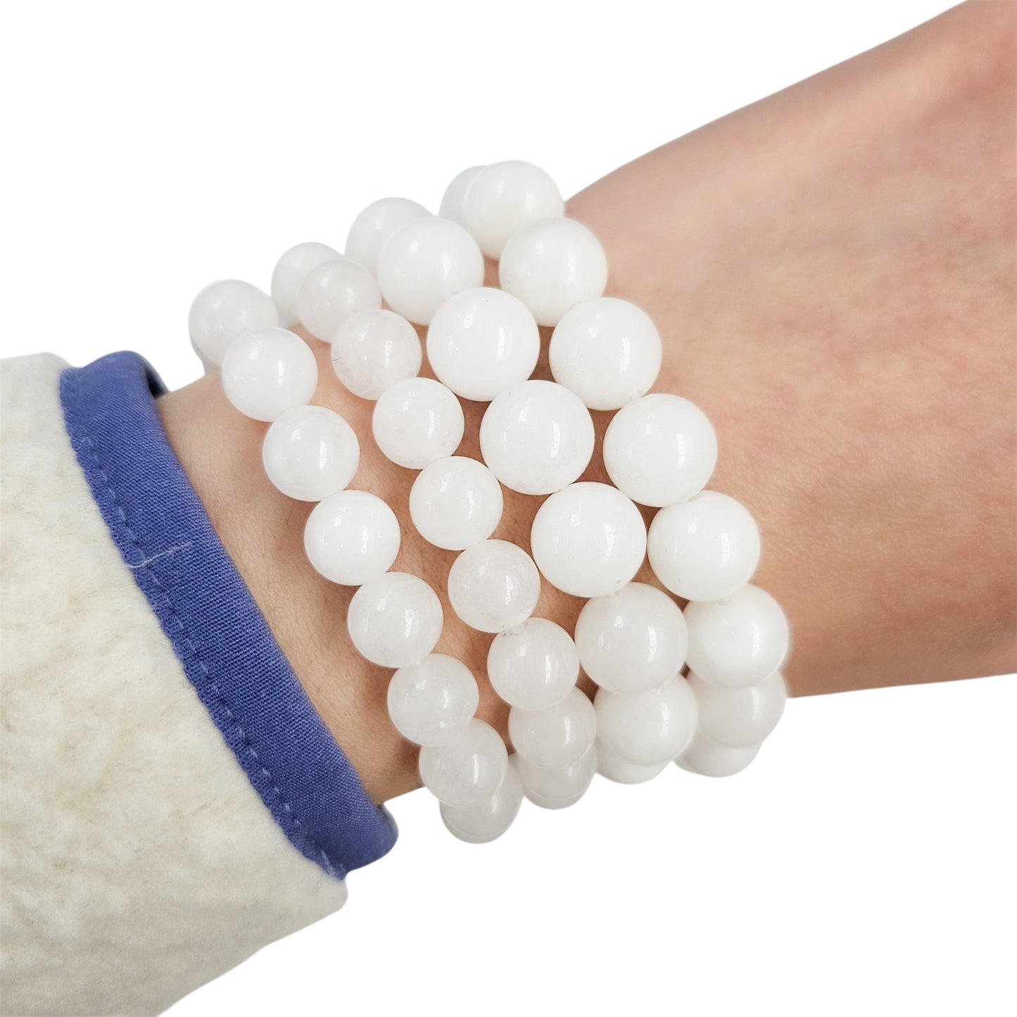 White Quartz Gemstone Beaded Bracelet
