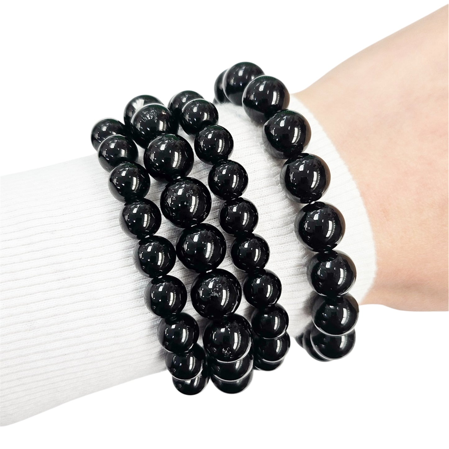 Onyx Gemstone Beaded Stretch Bracelet