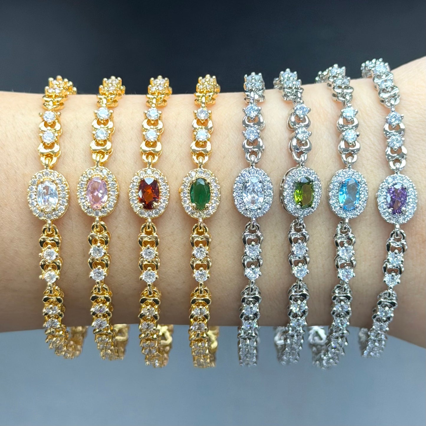 Crystal Oval Gem Bracelet