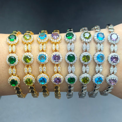 Round Halo Crystal Bracelet