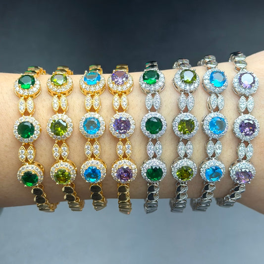 Round Halo Crystal Bracelet