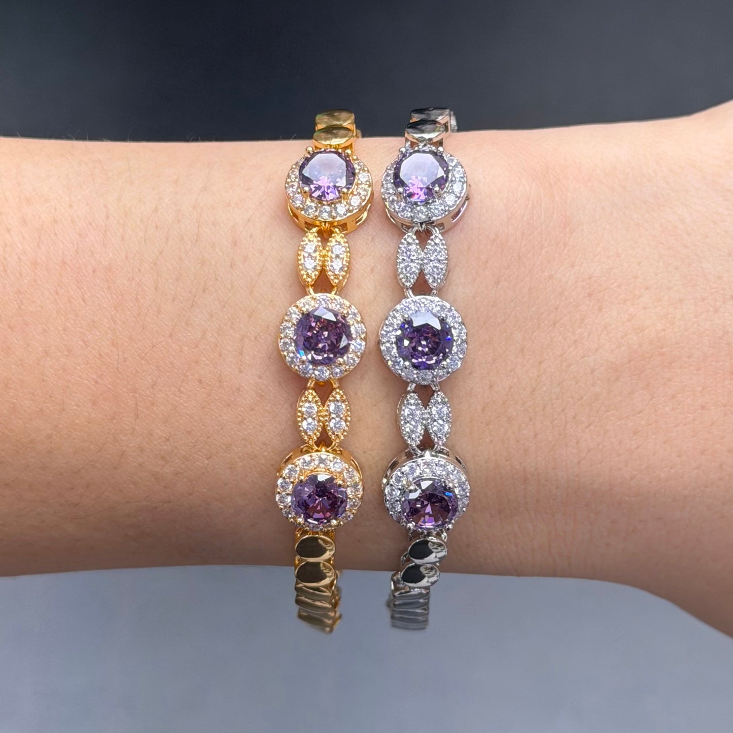Round Halo Crystal Bracelet