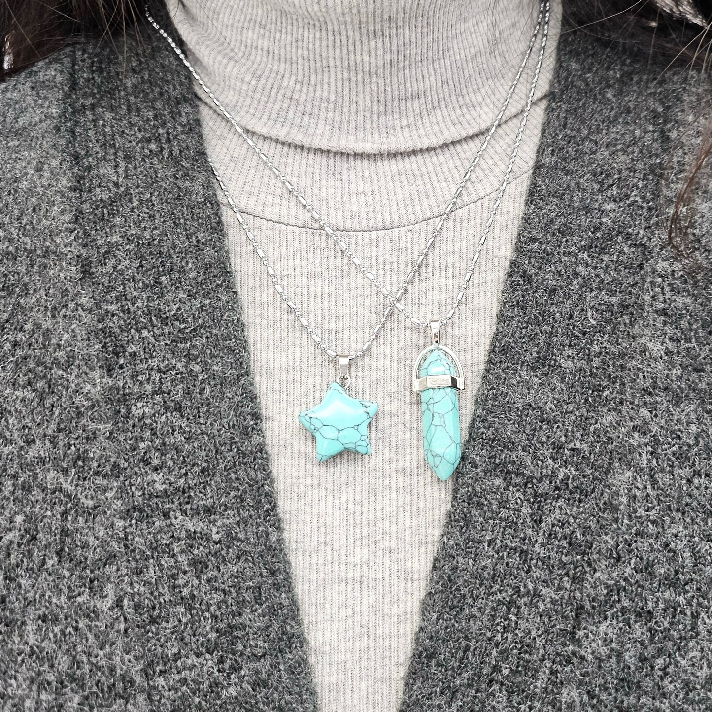 Turquoise Howlite Crystal Necklace