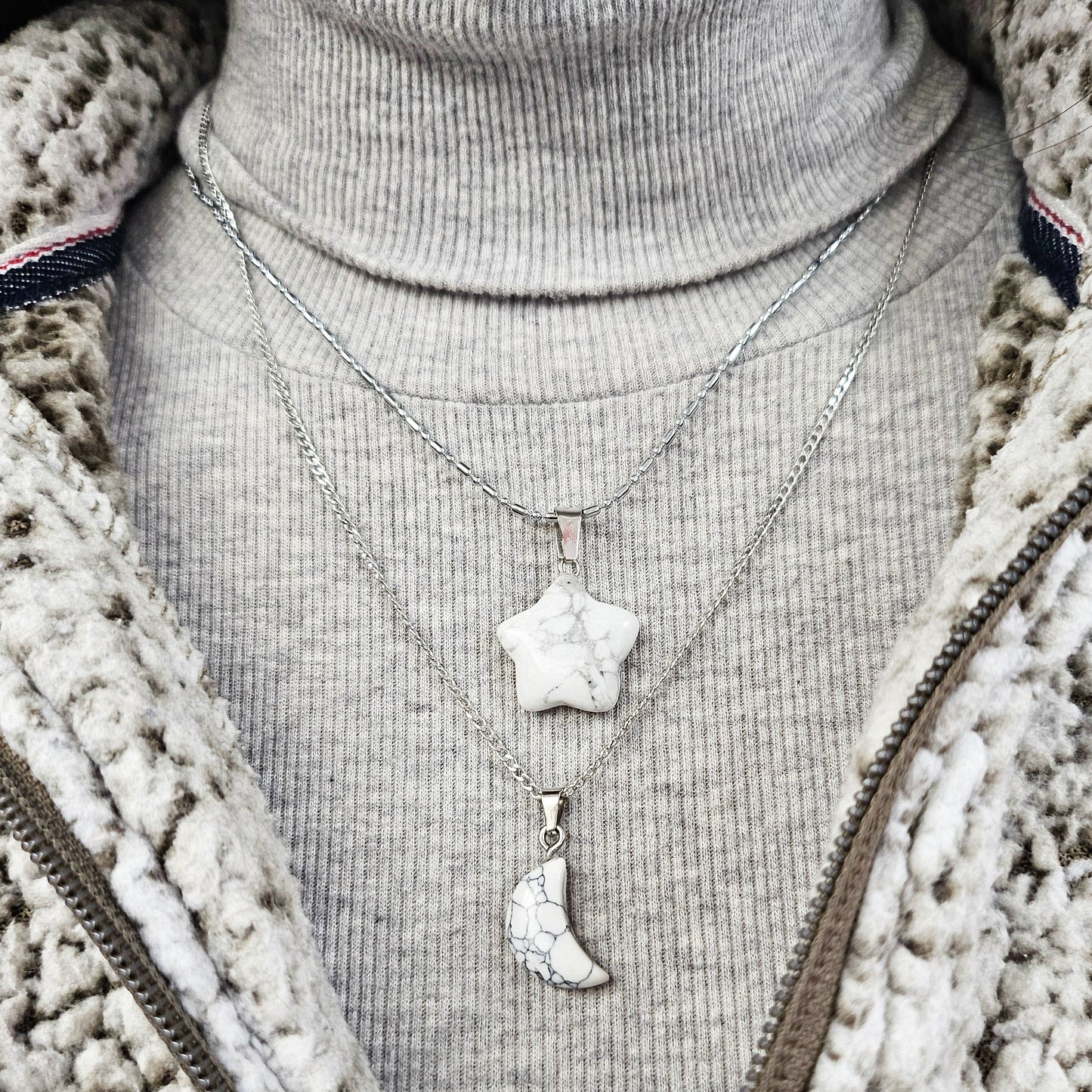 White Howlite Crystal Necklace