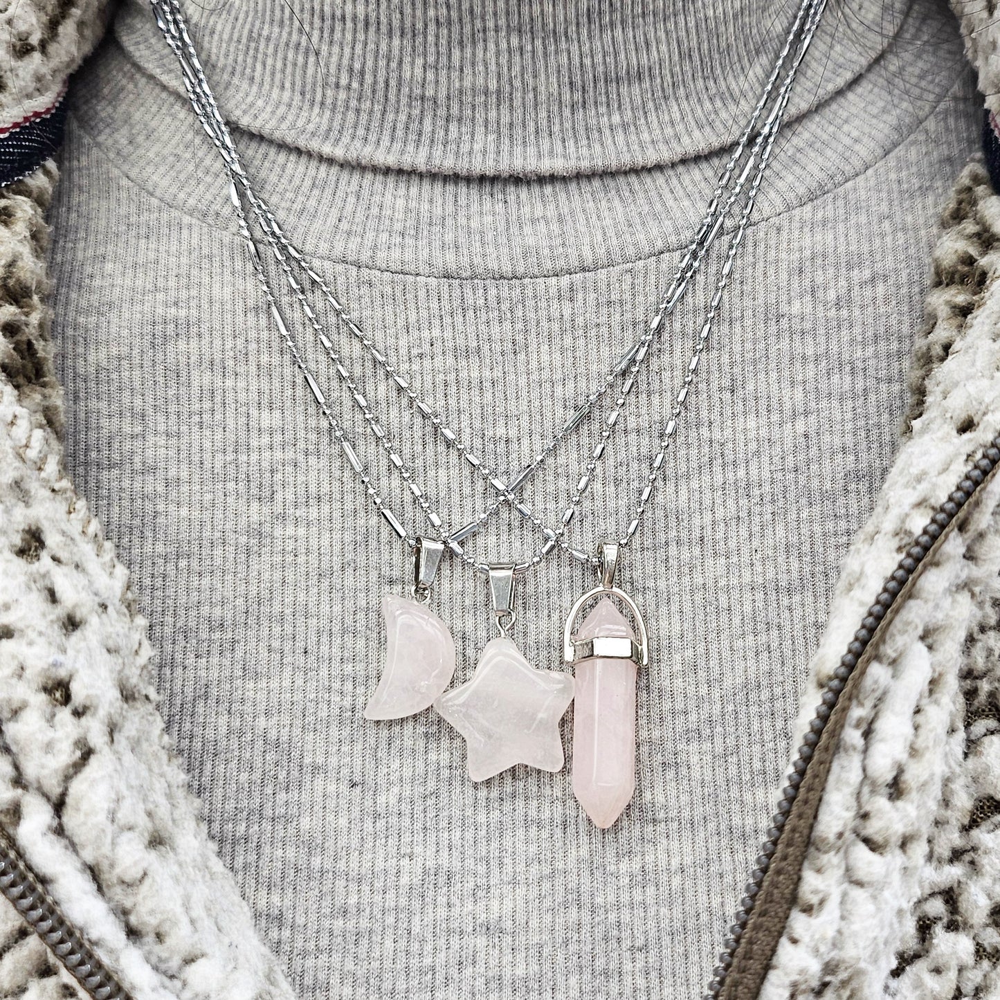 Rose Quartz Crystal Necklace