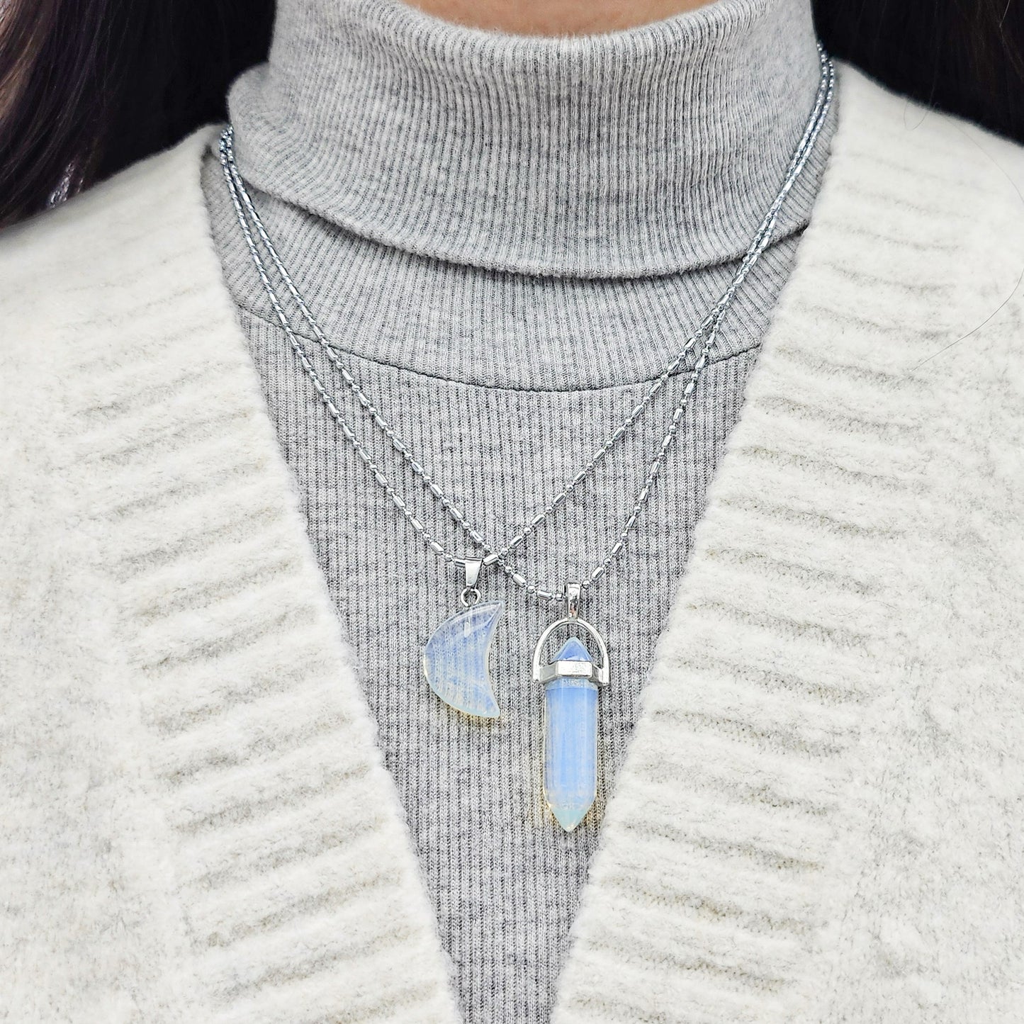 Opalite Moonstone Crystal Necklace