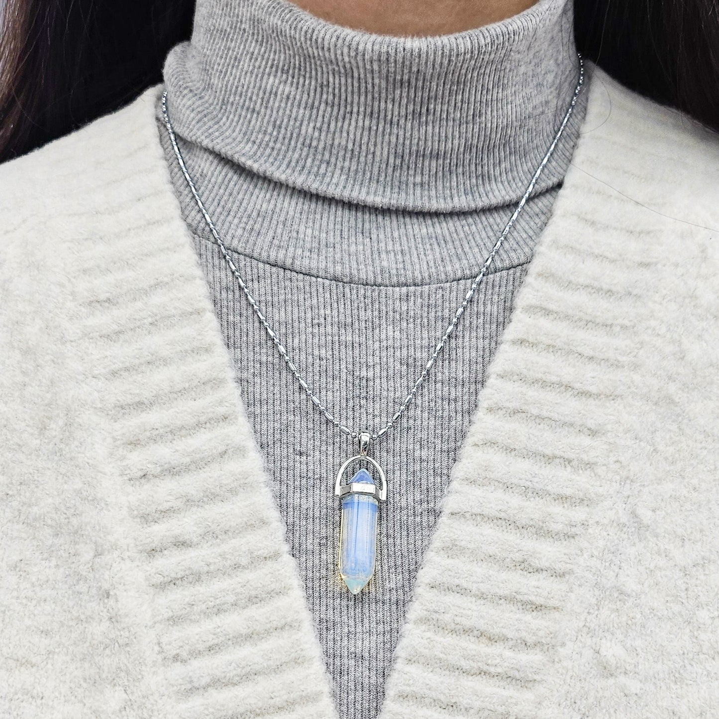 Opalite Moonstone Crystal Necklace