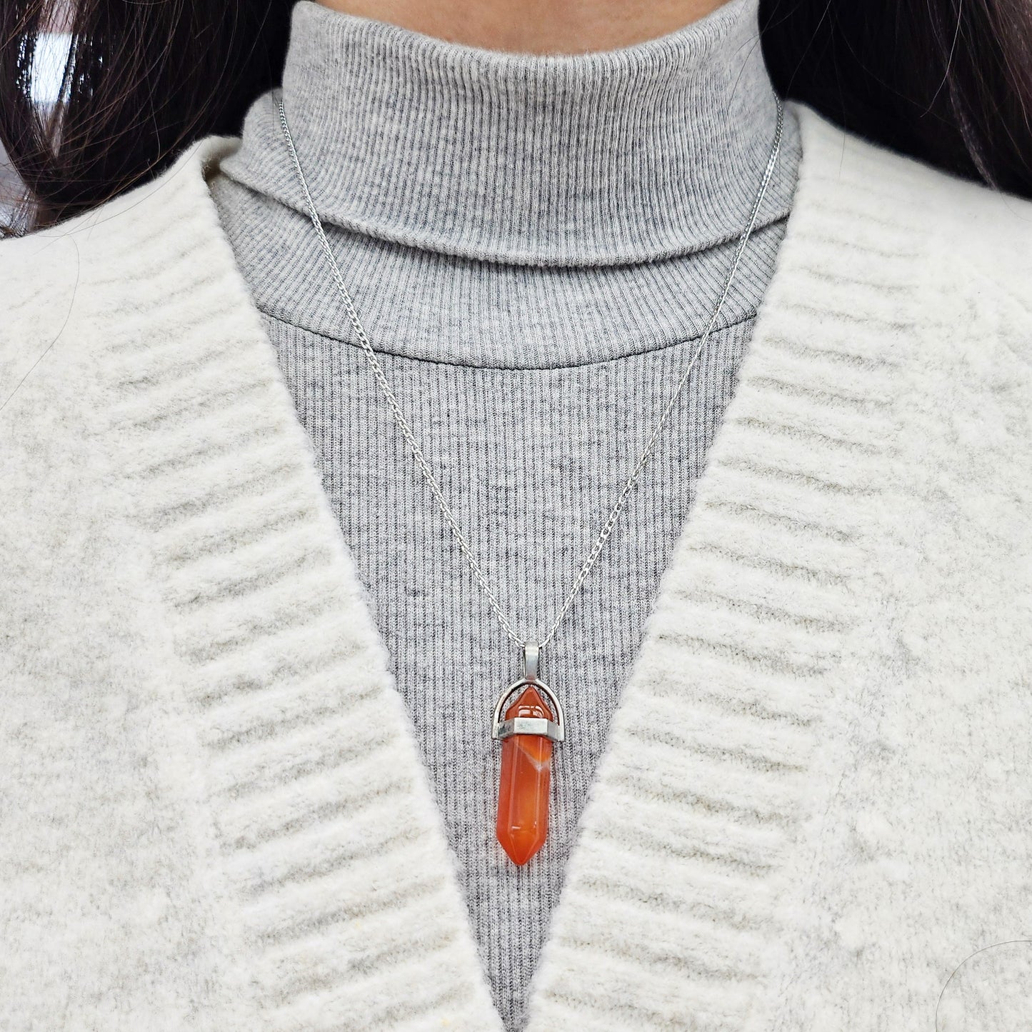 Carnelian Agate Crystal Necklace