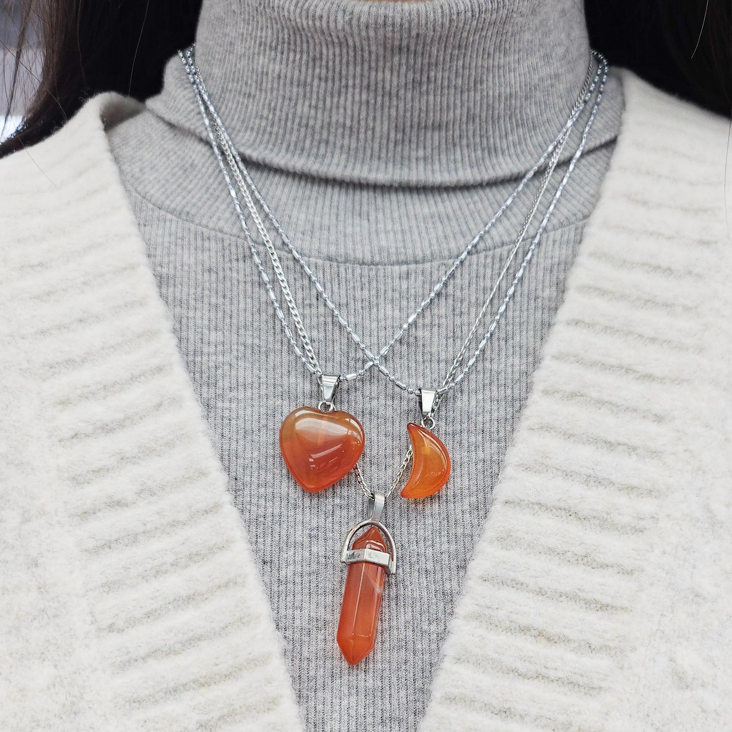 Carnelian Agate Crystal Necklace