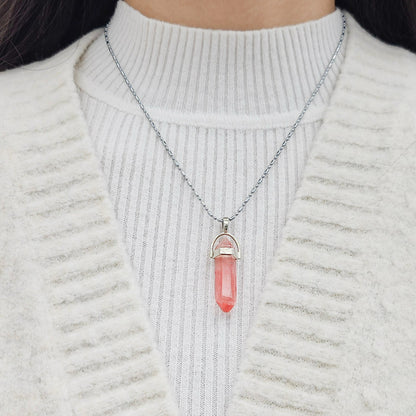 Cherry Quartz Crystal Necklace