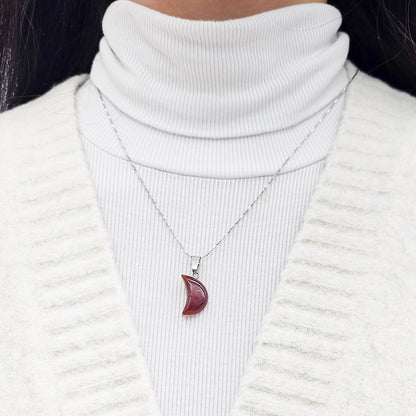 Red Jasper Moon Crystal Necklace