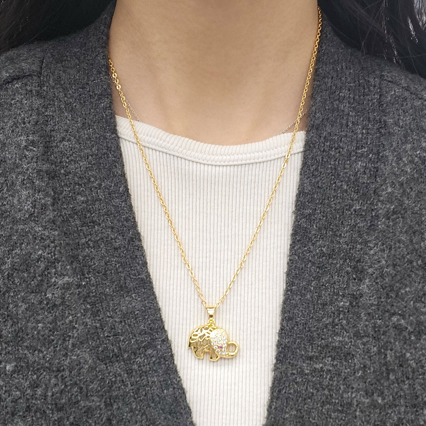 Elephant Charm Gold-plated Necklace