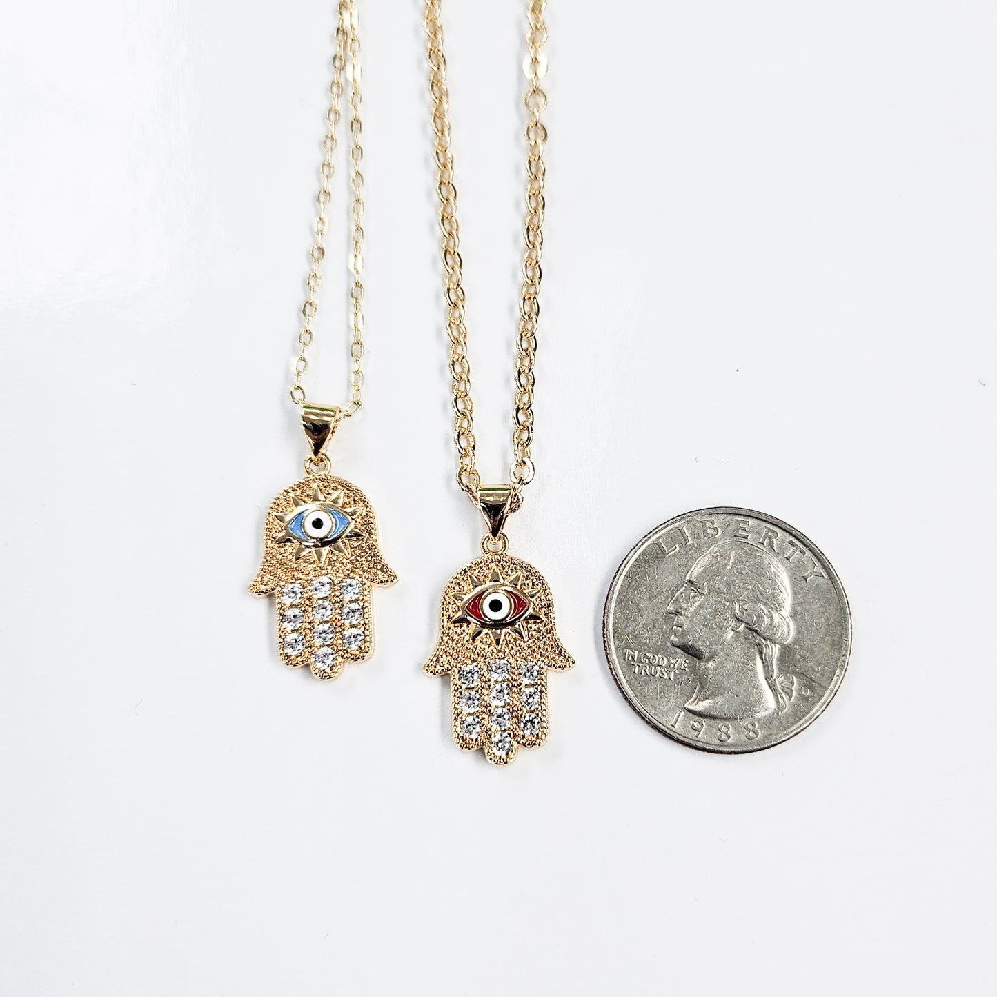 Embellished Hamsa Evil Eye Necklace