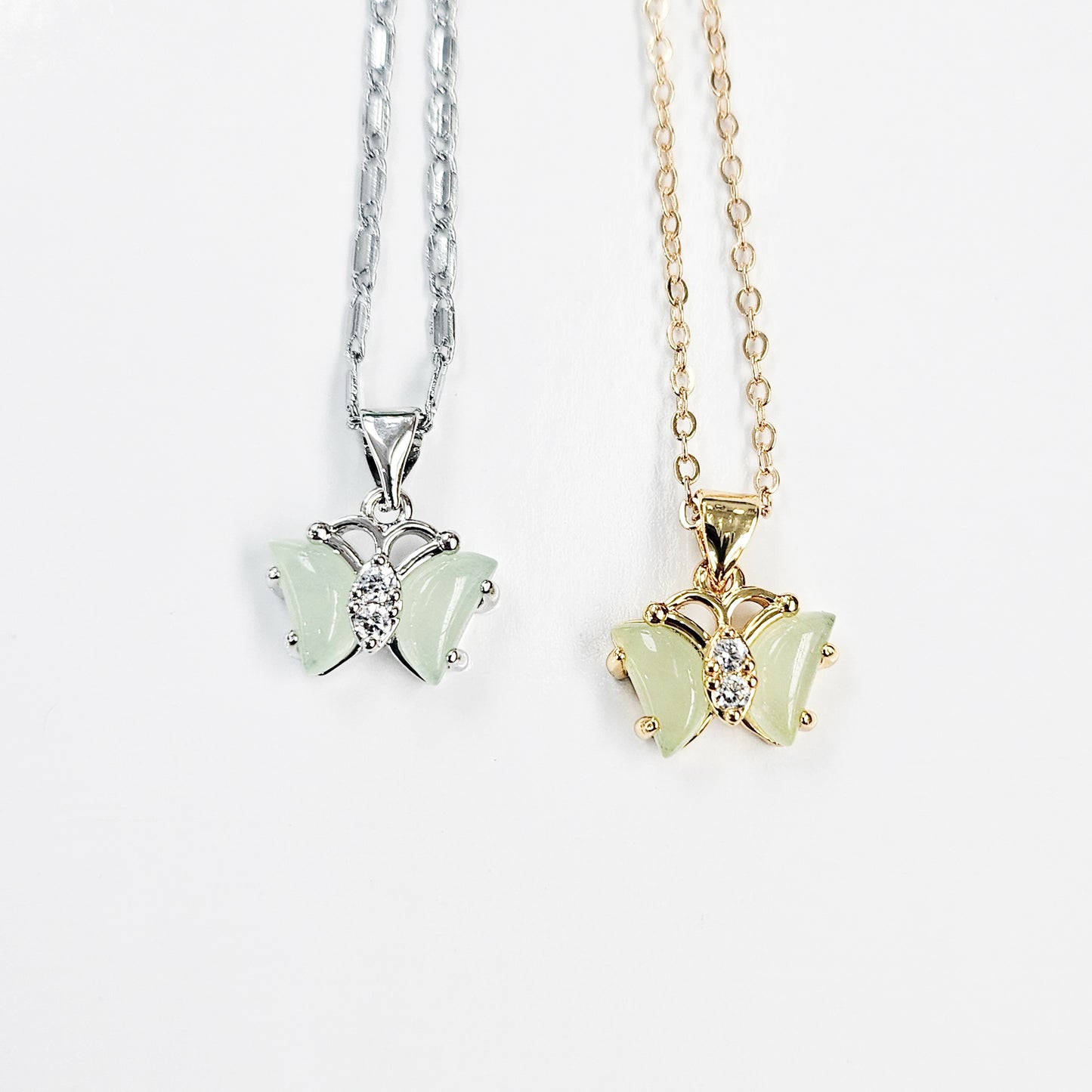 Dainty Jade Butterfly Necklace