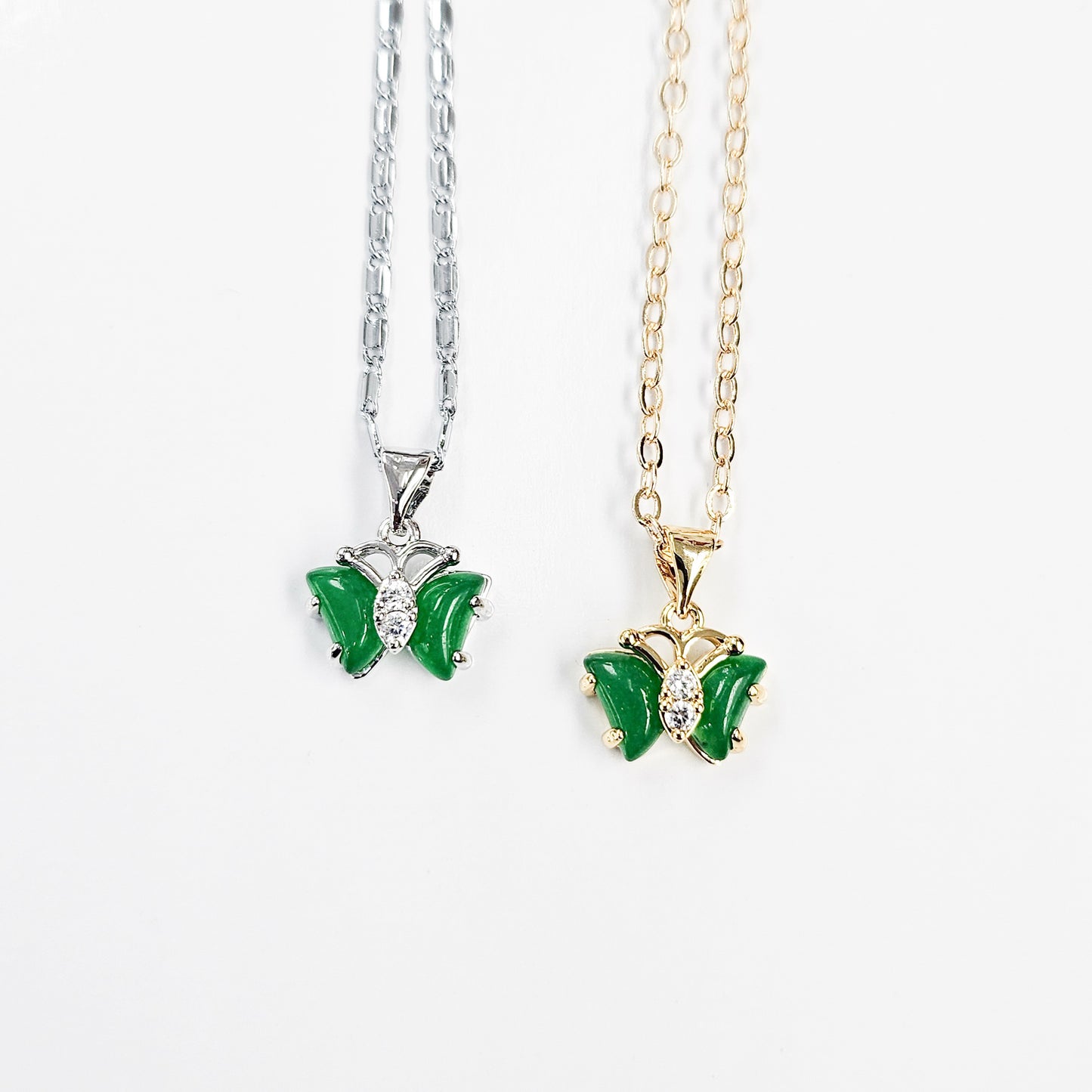 Dainty Jade Butterfly Necklace