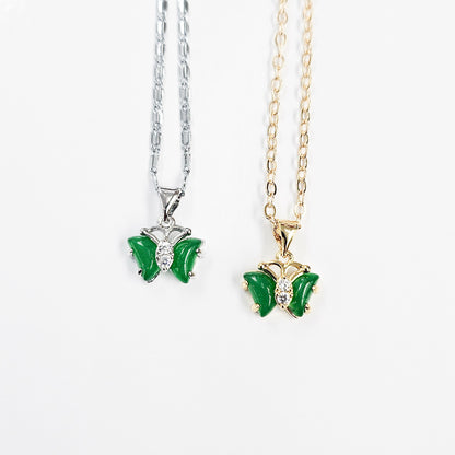 Dainty Jade Butterfly Necklace