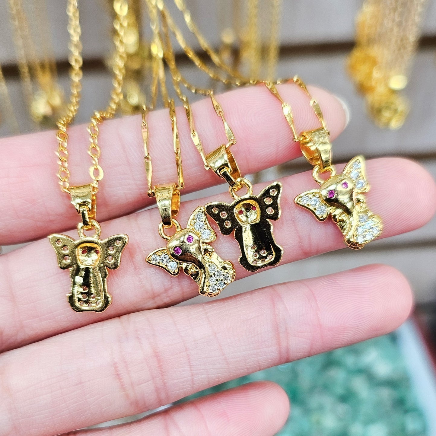 Mini Gold Elephant Charm Necklace