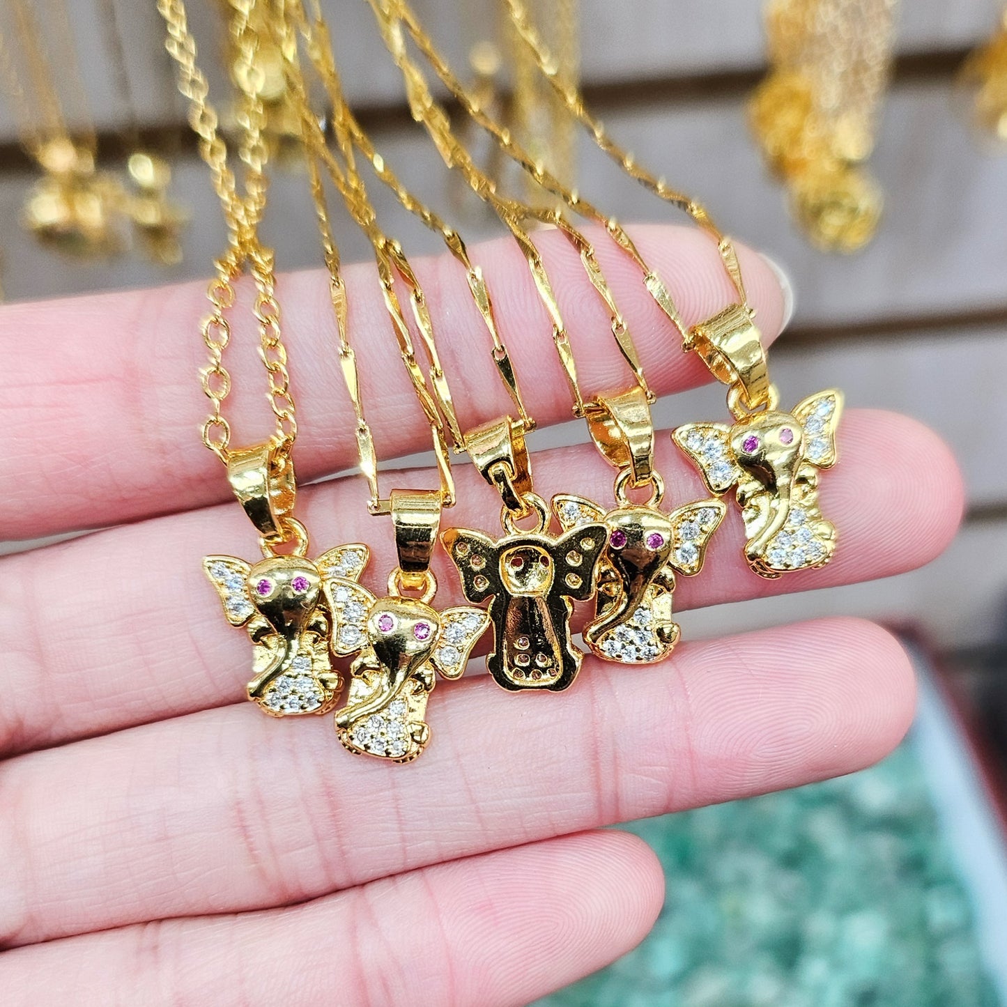 Mini Gold Elephant Charm Necklace