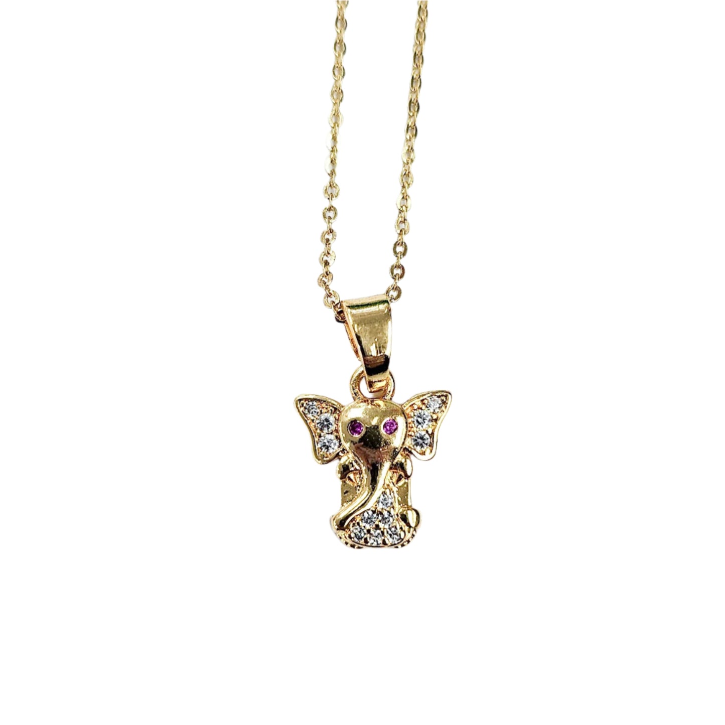 Mini Gold Elephant Charm Necklace