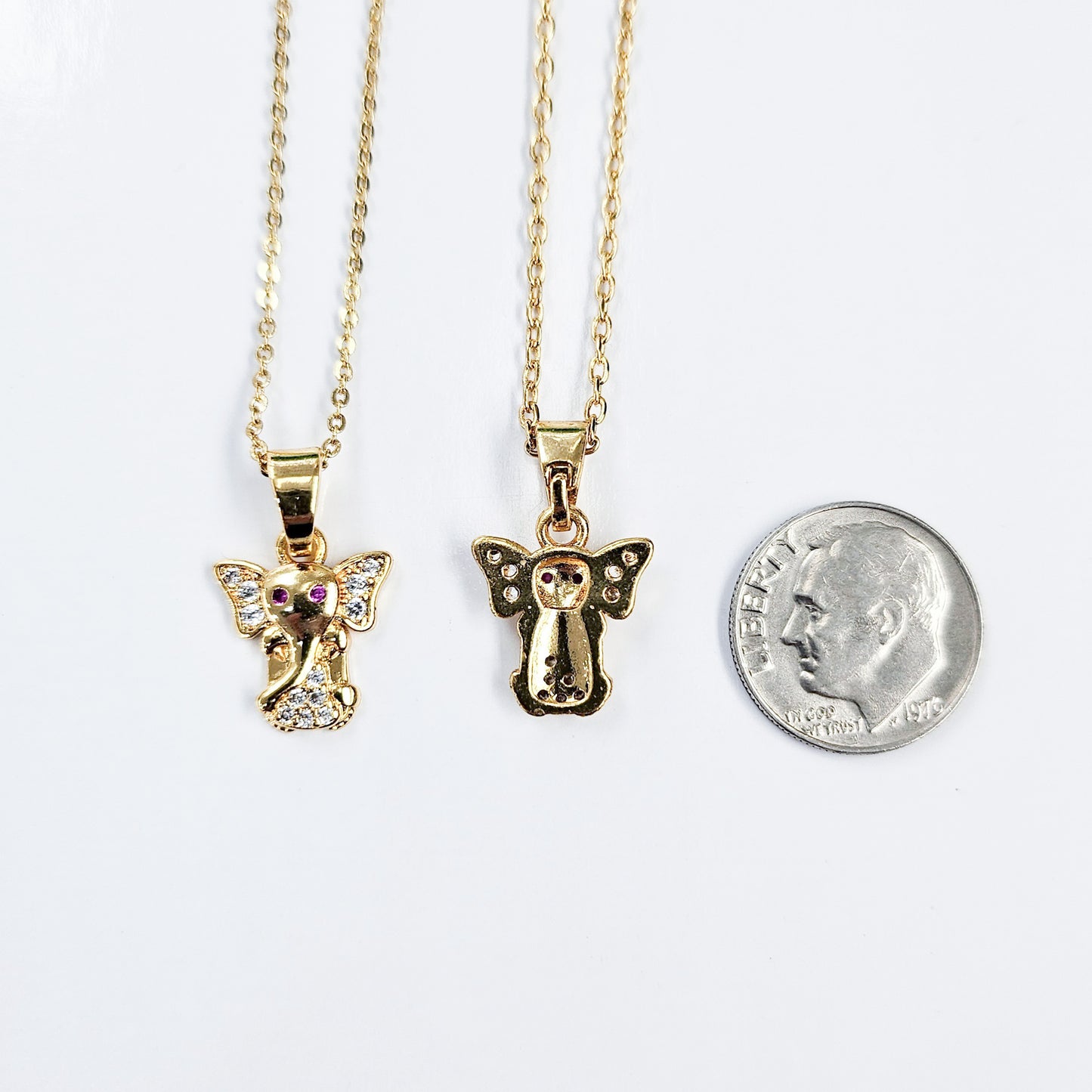 Mini Gold Elephant Charm Necklace