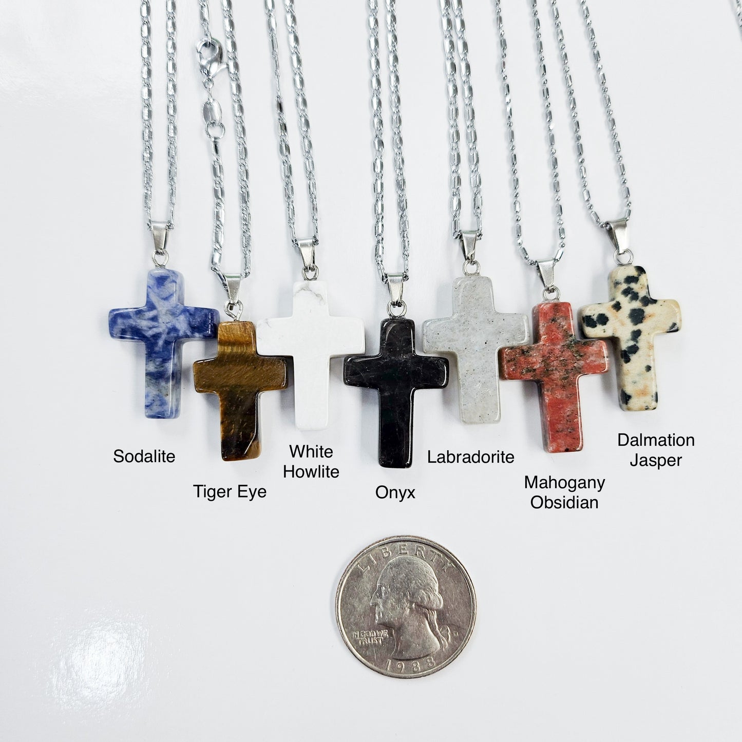 Crystal Cross Necklace in White Gold-plated