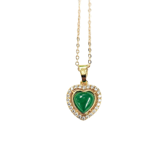 Mini Green Jade Heart Necklace