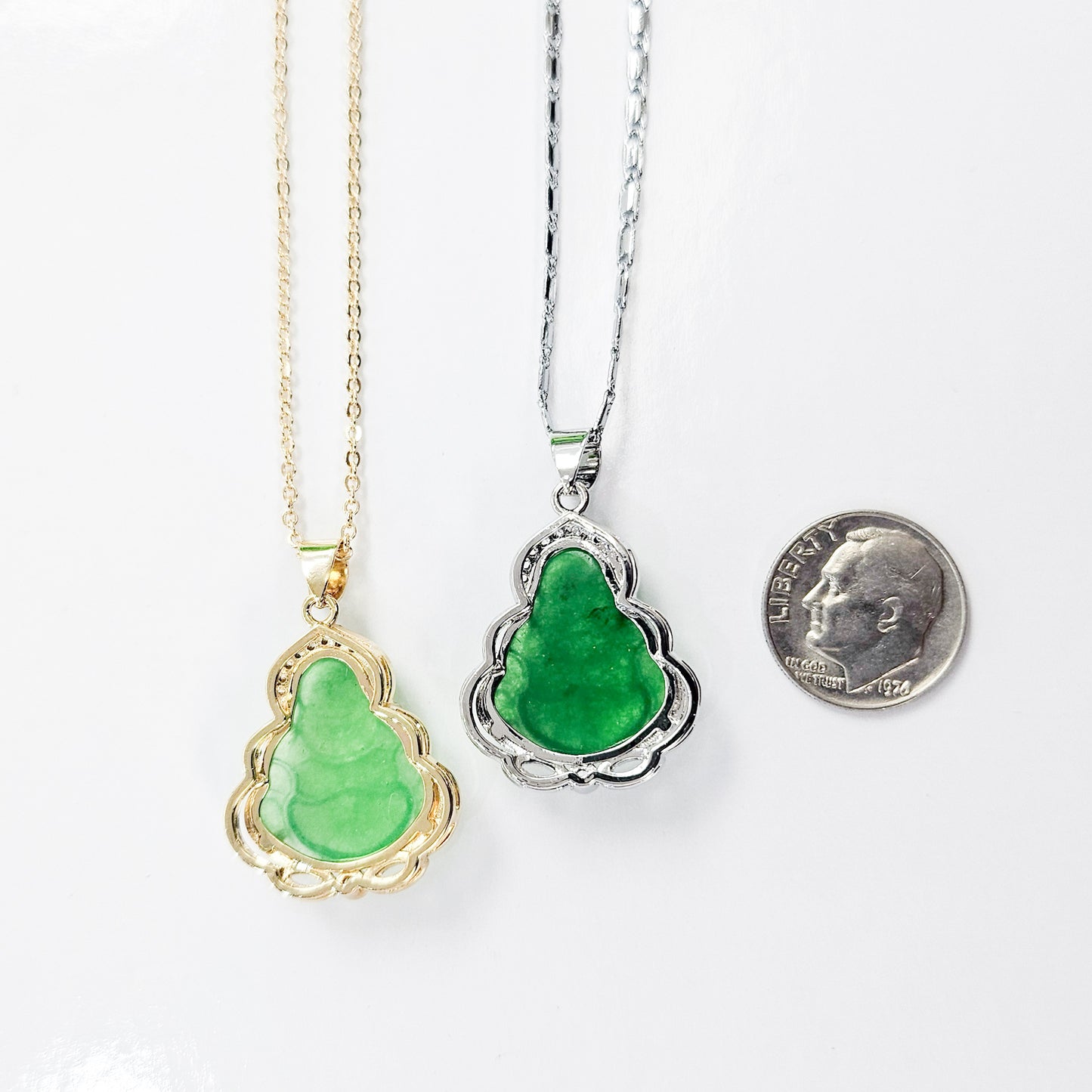 Green Jade Laughing Buddha Necklace